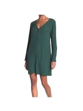 Madewell Womens Smokey Spruce V-Neck Button-Down Novel Dress Long Sleeve Large